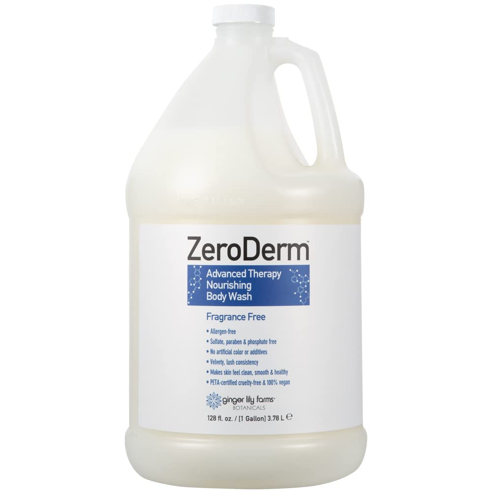 Ginger Lily Farms Botanicals ZeroDerm Advanced Therapy Body Wash + Shampoo + Conditioner Bundle, 1 Gallon Each