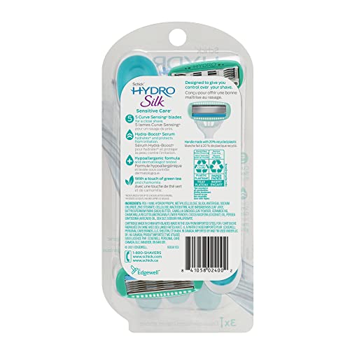 Schick Hydro Silk Sensitive Women's Disposable Razors, 3ct | 5-Blade Disposable Razors for Women Sensitive Skin | Travel Razor for Women