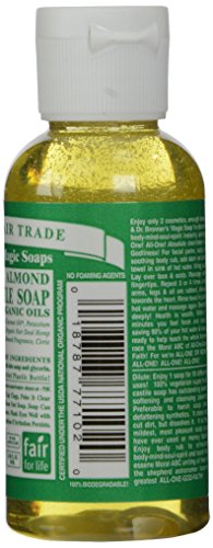 Dr. Bronner's, Liquid Soap, Almond, Travel Size, 2 oz (Pack of 2)