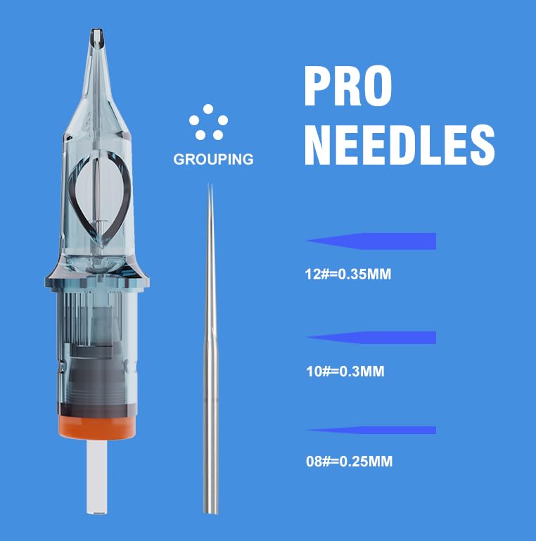 INKSOUL Tattoo Cartridge Needles 1205RS Professional Disposable Tattoo Needle Cartridges #12(0.35mm) 5 Round Shader for Rotary Pen Machine Supply #12(05RS) 20PCS