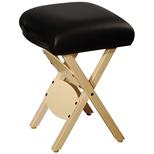 Master Massage Wooden Portable Folding Massage Stool- Lightweight Wood Foldable Tattoo Stool-Portable Tattoo Stool-Mobile Chair Seat Easy to Carry, Black