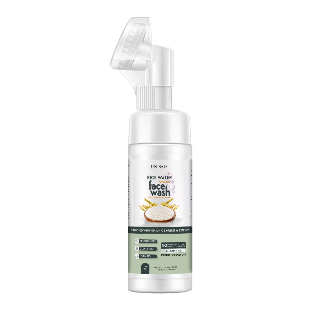 Unisaif Rice Water Face Wash – Rice Water Bright Foaming Cleanser for Women and Men’s Skin Lightening | Foaming | Brightening| Cleansing Facewash for Dry Skin 150ml