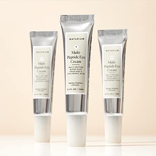Naturium Multi-Peptide Eye Cream, Smoothing & Anti-Aging Skincare, with Squalene & Hyaluronic Acid, 0.5 oz