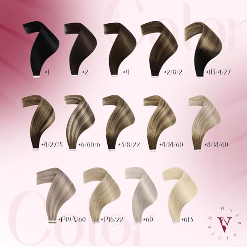 Vivien Tape in Hair Extensions Human Hair 22 Inch Blonde Human Hair Tape in Extensions Bleach Blonde #613 Tape in Hair Extensions Real Human Hair Double Sided Tape for Skin Weft 20pcs 50g