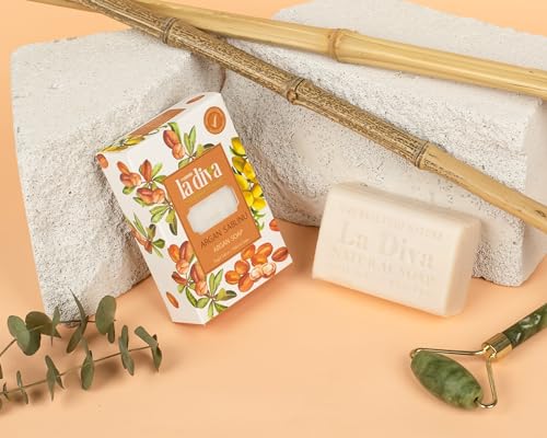 La Diva Organic Soap Collection - Hand Soap - Argan, Coconut Oil, Collagen, Donkey Milk, Lavender, and More - Premium Bar Soaps for Daily Hydration and Skin Nourishment (Argan)