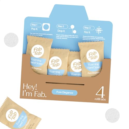 FABTAB Foaming Hand Soap Kit - Natural Hand Soap - Bathroom Hand Wash - Plant-Based - No Harsh Chemicals - Boutique Hotel scent - 4 Pack. Makes 4 x 11.9 fl oz (Bottle Not Included)