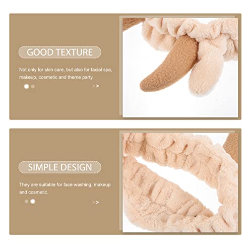 FRCOLOR Animal Spa Headband 2Pcs Cow Headband Skincare Soft Plush Hairband for Makeup Face Wash Cosmetic Shower Elasticity Cow Makeup Headband for Home