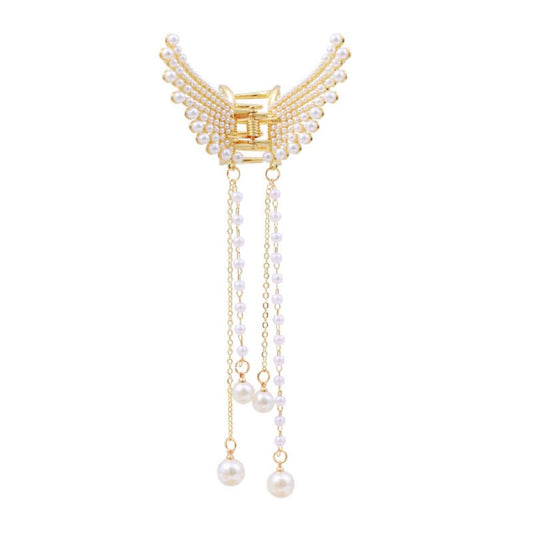 Kaichen Hair Clip for Women Girls, Pearl Tassel Claw Clips for Thin/Medium Fine Hair, Nonslip Jaw Clips (Style 01), Medium