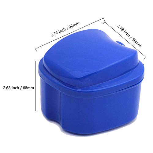 KISEER Denture Bath Case Cup Box Holder Storage Soak Container with Strainer Basket for Travel Cleaning (Blue)