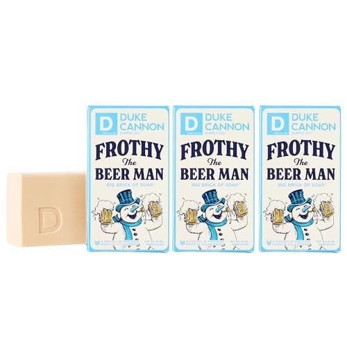 Duke Cannon Supply Co. Big Brick of Soap Bar for Men Holiday Edition | Frothy the Beer Man (Woodsy Sandalwood Scent) | Extra Large, Long-Lasting | Paraben & Cruelty-Free | Made in USA | 10 oz (3 Pack)