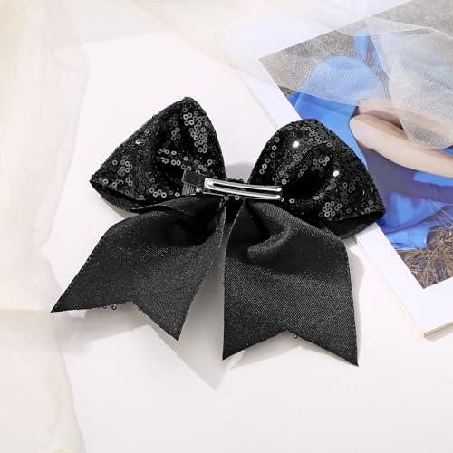 ZOLYCO Large Big 7 Inch Glitter Bow Clip Sequin Bling Party Hair Accessories for Women Teens Girls Kids (1Pcs-Orange2)