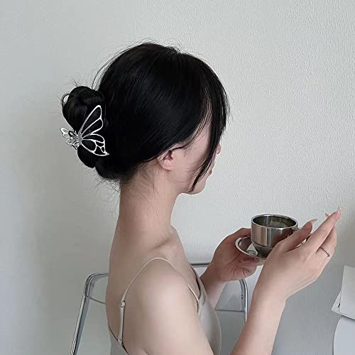 Diamond Non-Slip Strong Metal Butterfly Hair Claws Sparkly Hold Pearls for Women, Big Cute Headwear Gifts