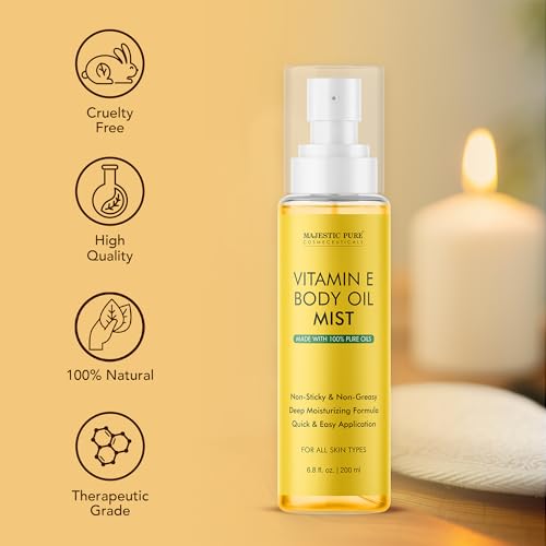 MAJESTIC PURE After Bath Oil - 100% Pure & Natural | Repair Dry, Damaged Skin | Moisturizing Skin, Hair and Scalp | Infused with Jojoba Oil & Vitamin E | 6.7 Fl Oz