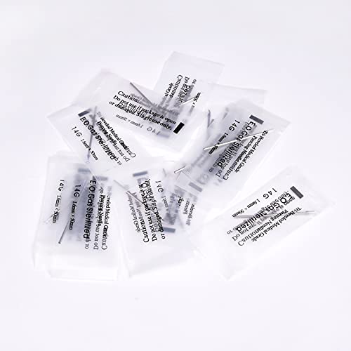 JIESIBAO 50PCS Mixed Body Piercing Needles, 12G 14G 16G 18G 20G Stainless Steel Sterile Disposable Ear Nose Navel Nipple Lip Piercing Needles