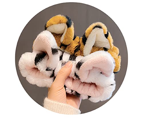GK-O Cute Plush Tiger Ears Headband Kawaii Face Wash Makeup Party Festival Accessories Hair (White)