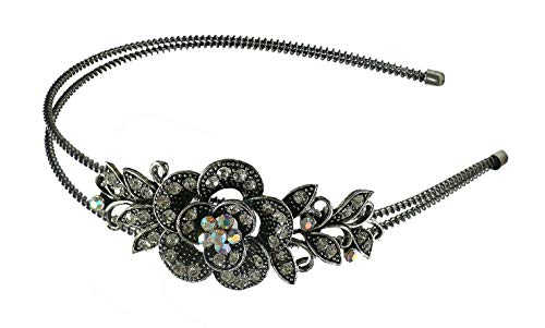 jcgy Crystal Flower Headband Resilient Metal Wire Hairband for Women Girls Hair Styling U86121-0119red/redCenter