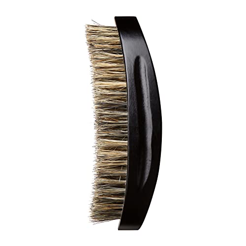 KISS COLORS & CARE 360° Power Wave Palm Brush - Medium Soft, Curved Handle, High-Density Boar Bristles for Deep Waves, Shed-Free Grip