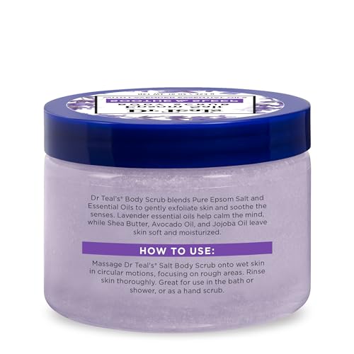 Dr Teal's Pure Epsom Salt Body Scrub, Soothe & Sleep with Lavender Essential Oils, 16 oz (Pack of 3)