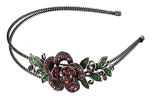 jcgy Crystal Flower Headband Resilient Metal Wire Hairband for Women Girls Hair Styling U86121-0119red/redCenter