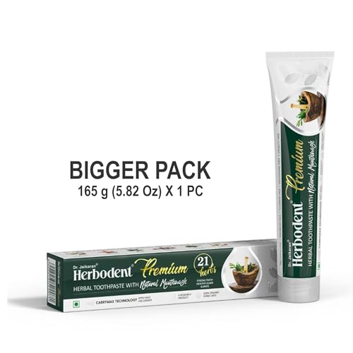 Herbodent® Premium Toothpaste - 21 Herbs for Strong Teeth & Healthy Gums - Neem, Clove, Cinnamon, Cardamom with Natural Mouthwash - No Paraben, No Fluoride, No Saccharin, No Triclosan (1, 5.82 Ounce)