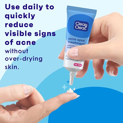 Clean & Clear Advantage Acne Spot Treatment Gel Cream, 2% Salicylic Acid Acne Medication, Witch Hazel, Oil-Free Gel Pimple Cream for Adults & Teens, Salicylic Acid, 3 x.75 Fl. Oz