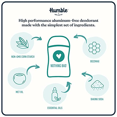 HUMBLE BRANDS Original Formula Aluminum-free Deodorant. Long Lasting Odor Control with Baking Soda and Essential Oils, Palo Santo and Frankincense, Pack of 3