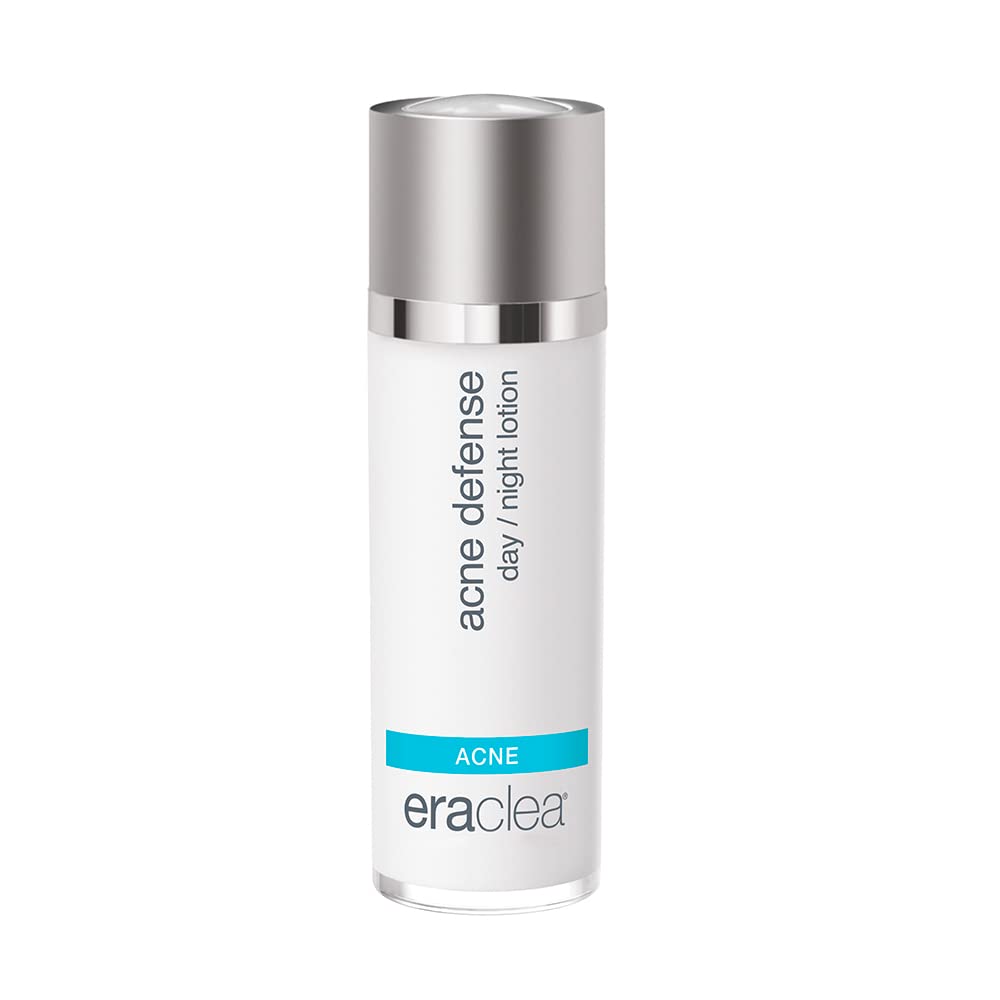 eraclea Acne Defense Day/Night Lotion, Salicylic Acid Cream with Hyaluronic Acid and Peptides to Unclog Pores, Soothe Skin and Prevent Stubborn Acne without Any Residue (1 fl oz)