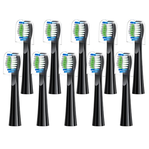 Harobey Replacement Toothbrush Heads 10 Pack Compatible with Bitvae Daily D2 Rechargeable Toothbrush, for D2 Toothbrush Heads Refills, Black
