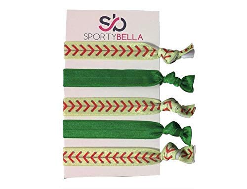 Infinity Collection Softball Hair Accessories, Blue, Set of 6 No Crease Hair Ties for Girls, Softball Player Team Gifts