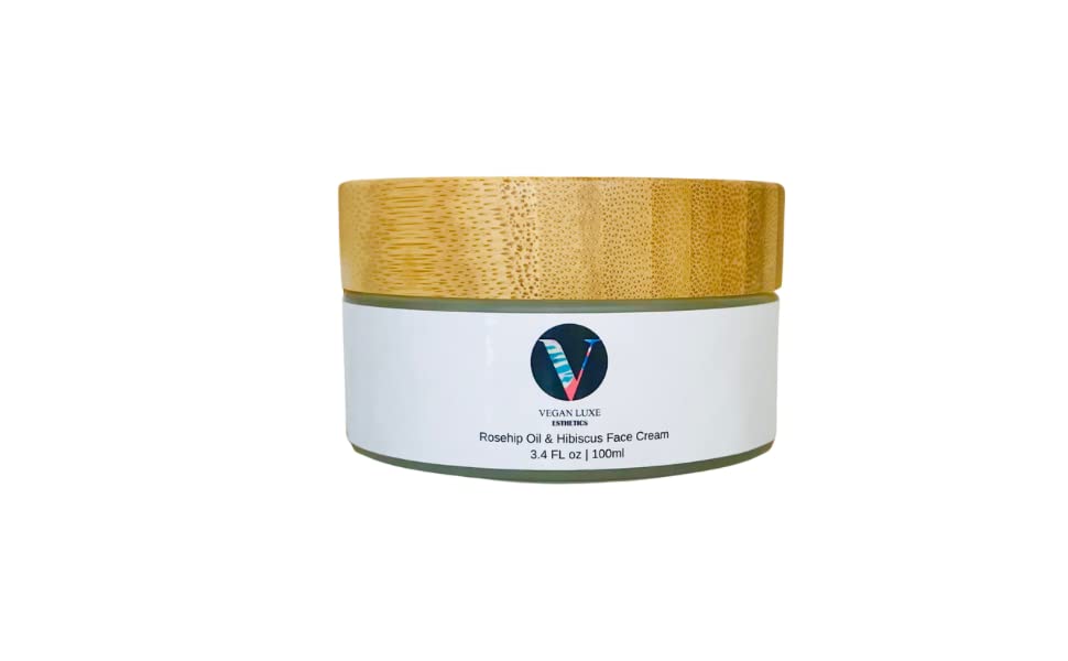 Vegan Luxe Esthetics Skincare, Rosehip oil and Hibiscus Face Cream- For Balancing, Brightening and Smoothing the skin. Anti-Acne and Anti-Ageing.