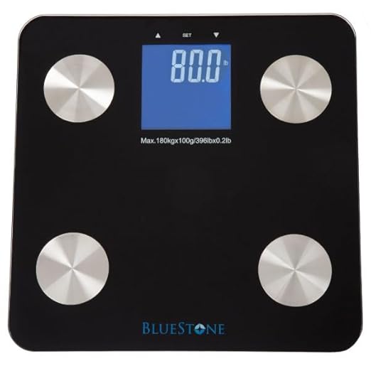 Digital Body Fat Bathroom Scale, Cordless Battery Operated Large LCD Display for Health and Fitness Tracking Scale by Bluestone- Black