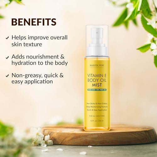 MAJESTIC PURE After Bath Oil - 100% Pure & Natural | Repair Dry, Damaged Skin | Moisturizing Skin, Hair and Scalp | Infused with Jojoba Oil & Vitamin E | 6.7 Fl Oz