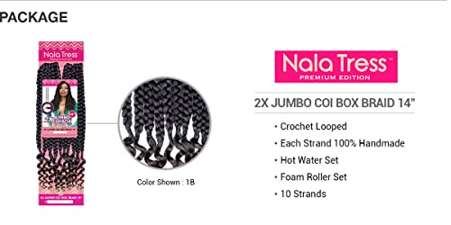 Janet Collection Crochet Braids Nala Tress 2X Jumbo Coi Box Braid 14" (3-pack, BURG)
