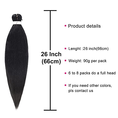 Blue Braiding Hair Pre Stretched EZ Braiding Hair 3 Packs/Lot 26 Inches Yaki Texture Braiding Hair Hot Water Setting Synthetic Fiber for Crochet Hair Extensions（3 packs，blue#）