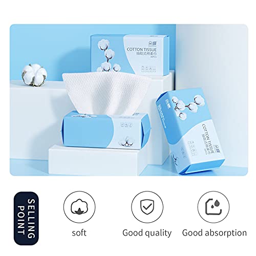 Cotton Facial Dry Wipes 100 Count, Deeply Cleansing Disposable Face Towel Wash Cloth, Multi-Purpose for Skin Care, Make-up Wipes, Face Wipes and Facial Cleansing (2 Pack)