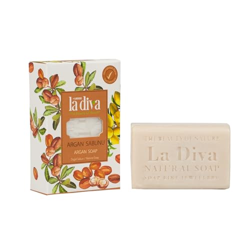 La Diva Organic Soap Collection - Hand Soap - Argan, Coconut Oil, Collagen, Donkey Milk, Lavender, and More - Premium Bar Soaps for Daily Hydration and Skin Nourishment (Argan)