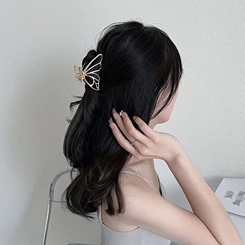 Diamond Non-Slip Strong Metal Butterfly Hair Claws Sparkly Hold Pearls for Women, Big Cute Headwear Gifts