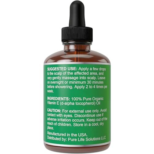 Vitamin E Oil for Hair Growth - Thickening, Moisturizing, Strengthening Serum For Women, Men. Single Ingredient Scalp Treatment For Weak, Dry, Frizzy Hair 1oz