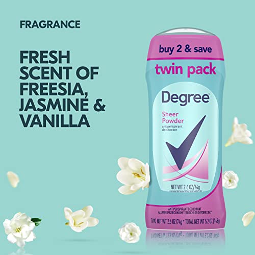 Degree Original Antiperspirant Deodorant 48-Hour Sweat And Odor Protection Sheer Powder Antiperspirant For Women 2.6 Ounce (Pack of 2)