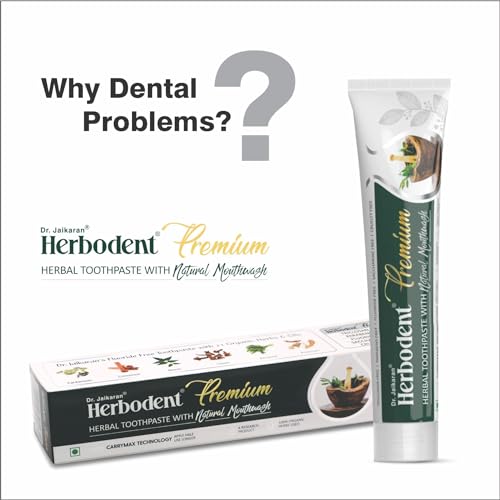 Herbodent® Premium Toothpaste - 21 Herbs for Strong Teeth & Healthy Gums - Neem, Clove, Cinnamon, Cardamom with Natural Mouthwash - No Paraben, No Fluoride, No Saccharin, No Triclosan (1, 5.82 Ounce)