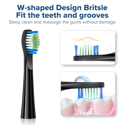 Harobey Replacement Toothbrush Heads 10 Pack Compatible with Bitvae Daily D2 Rechargeable Toothbrush, for D2 Toothbrush Heads Refills, Black