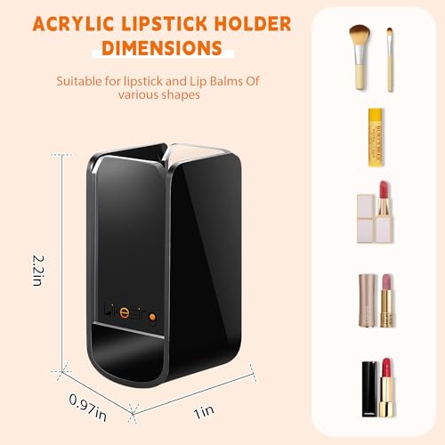 Likesing Car Chapstick Holder, Acrylic Black Car Chap Upright Lip Balm Holder for Interior Car, Work Computer Side Lipstick Organizer Case Accessories Mount for Women Auto Vehicle SUV