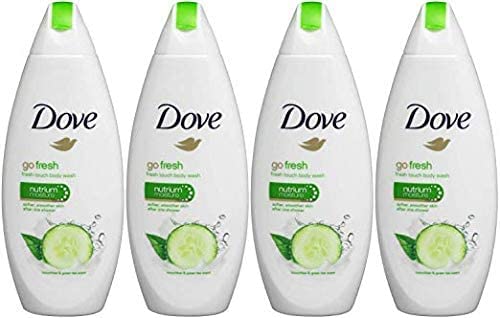 Dove Go Fresh Cool Moisture Fresh Touch Body Wash, Cucumber and Green Tea, 16.9 Oz / 500 Ml (Pack of 4) International Version