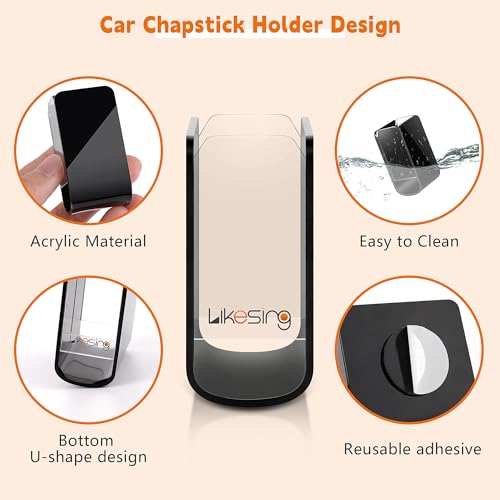 Likesing Car Chapstick Holder, Acrylic Black Car Chap Upright Lip Balm Holder for Interior Car, Work Computer Side Lipstick Organizer Case Accessories Mount for Women Auto Vehicle SUV