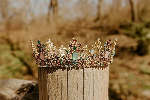 Mcrown Baroque Queen Crown for Womens, Rhinestone Wedding Crowns and Tiaras Costume Party Vintage Hair Accessories with Gemstones