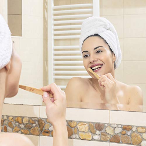 GREENZLA Organic Bamboo Toothbrushes, 4 Pack Sturdy BPA Free Soft Bristles Toothbrushes for Adults with Toothbrush Travel Case & Charcoal Dental Floss, Biodegradable & Compostable Wooden Toothbrushes