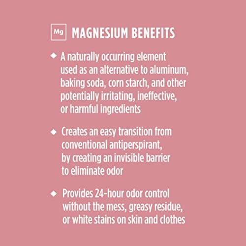 Crystal Magnesium Solid Stick Natural Deodorant, Non-Irritating Aluminum Free Deodorant for Men or Women, Safely and Effectively Fights Odor, Baking Soda Free, Coconut + Vanilla, 2.5 oz