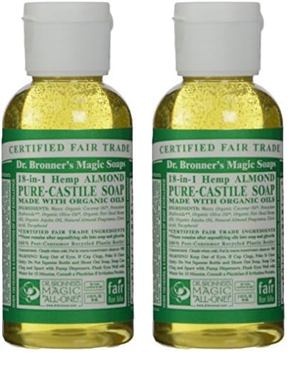 Dr. Bronner's, Liquid Soap, Almond, Travel Size, 2 oz (Pack of 2)