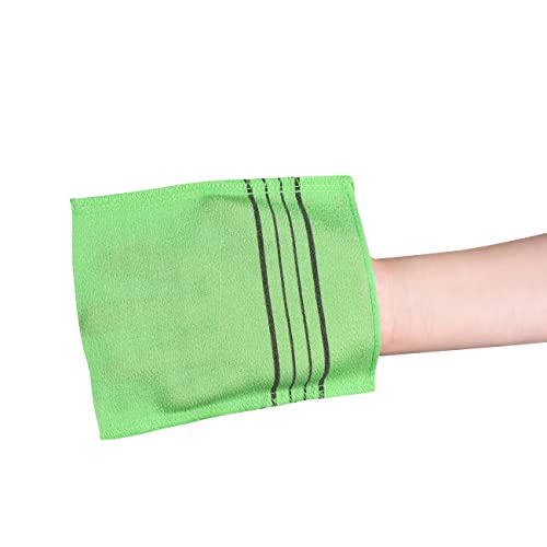 Sofrien Quality Korean Bath Exfoliating Washcloth Body Scrub Towels. Made in Korea (Green, 3 Pcs)