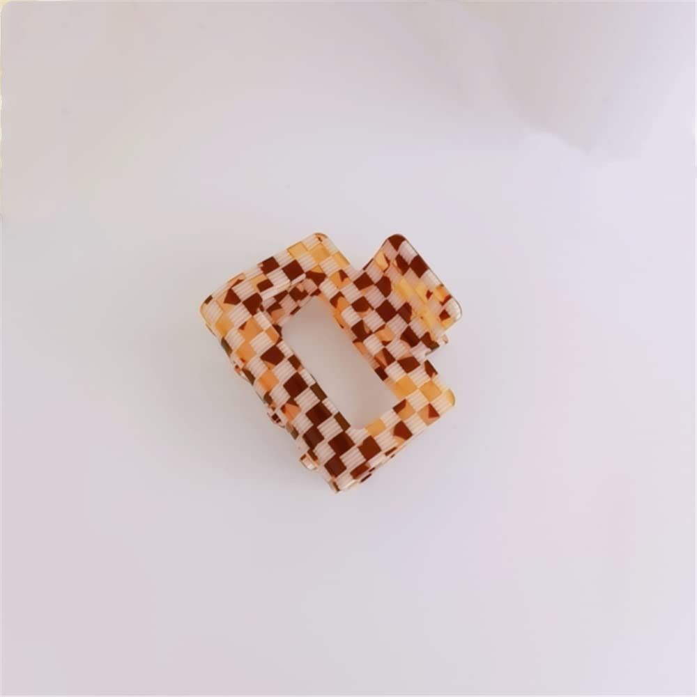 Checkered Hair Claw Clips for Women Girls Fashion Hair Clips for Styling Claw Clamps Thick Hair Retro Rectangle Shape, YOEMAYUNER (4PCs, 2inches, 4Colors)